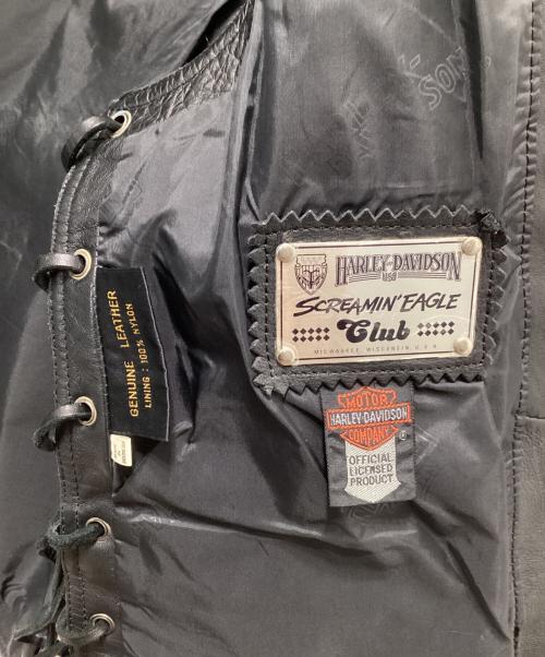 HARLEY-DAVIDSON（ハーレーダビッドソン）HARLEY-DAVIDSON (ハーレーダビッドソン) レザーベスト ブラック サイズ:38の古着・服飾アイテム