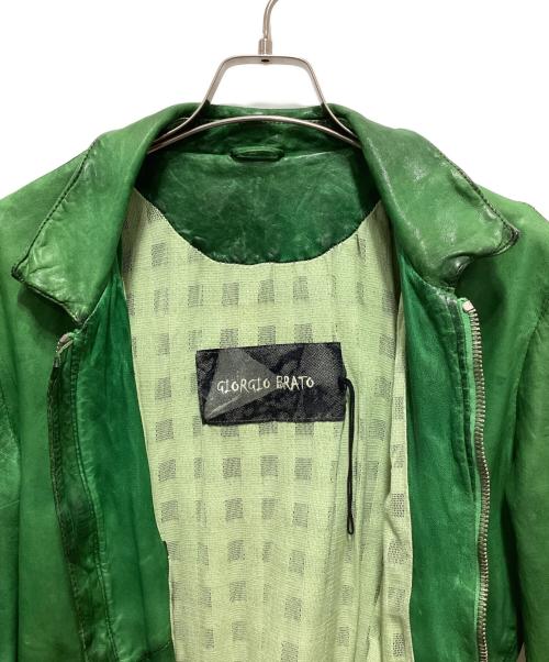GIORGIO BRATO（ジョルジョブラッド）GIORGIO BRATO (ジョルジョブラッド) レザージャケット グリーン サイズ:50の古着・服飾アイテム