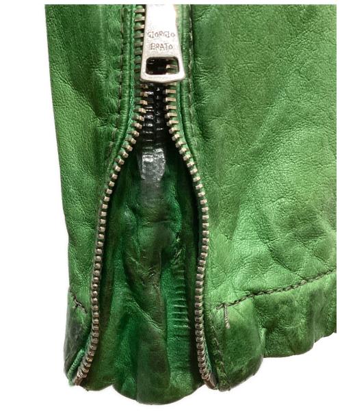 GIORGIO BRATO（ジョルジョブラッド）GIORGIO BRATO (ジョルジョブラッド) レザージャケット グリーン サイズ:50の古着・服飾アイテム