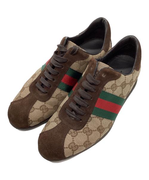 GUCCI（グッチ）GUCCI (グッチ) GGキャンバス シェリーライン ローカットスニーカー」 ベージュ サイズ:22.5の古着・服飾アイテム