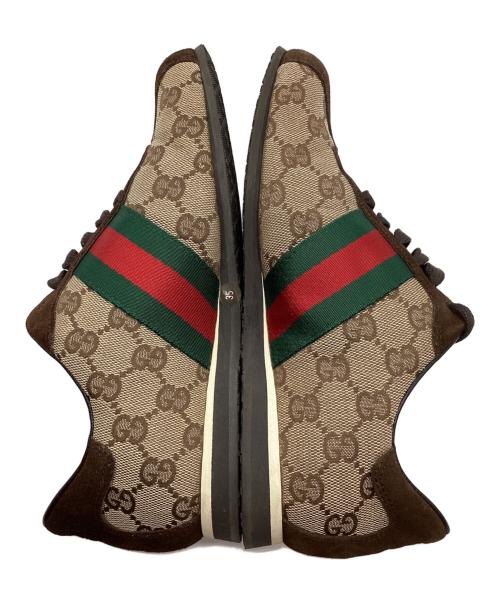 GUCCI（グッチ）GUCCI (グッチ) GGキャンバス シェリーライン ローカットスニーカー」 ベージュ サイズ:22.5の古着・服飾アイテム