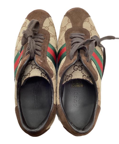 GUCCI（グッチ）GUCCI (グッチ) GGキャンバス シェリーライン ローカットスニーカー」 ベージュ サイズ:22.5の古着・服飾アイテム