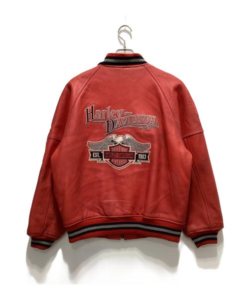HARLEY-DAVIDSON（ハーレーダビッドソン）HARLEY-DAVIDSON (ハーレーダビッドソン) レザースタジャン レッド サイズ:Lの古着・服飾アイテム
