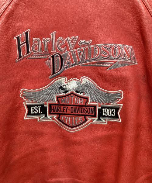 HARLEY-DAVIDSON（ハーレーダビッドソン）HARLEY-DAVIDSON (ハーレーダビッドソン) レザースタジャン レッド サイズ:Lの古着・服飾アイテム