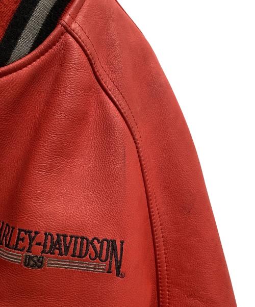 HARLEY-DAVIDSON（ハーレーダビッドソン）HARLEY-DAVIDSON (ハーレーダビッドソン) レザースタジャン レッド サイズ:Lの古着・服飾アイテム