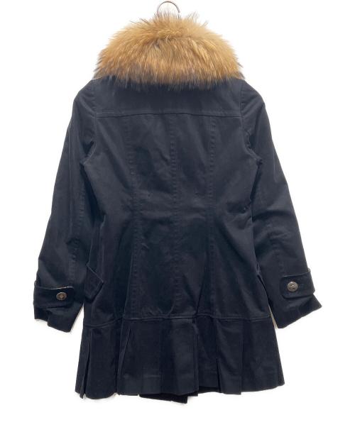 BURBERRY BLUE LABEL（バーバリー ブルー レーベル）BURBERRY BLUE LABEL (バーバリー ブルー レーベル) ファー付きダブルコート ブラック サイズ:38の古着・服飾アイテム