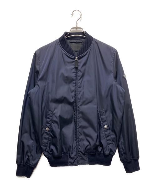 PRADA（プラダ）PRADA (プラダ) Re-Nylon PLATE LOGO BOMBER JACKET ネイビー サイズ:48の古着・服飾アイテム