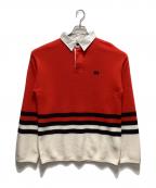 WALES BONNERウェールズボナー）の古着「WOOL YARN CYPHER POLO」｜レッド