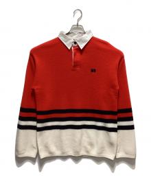 WALES BONNER（ウェールズボナー）の古着「WOOL YARN CYPHER POLO」｜レッド