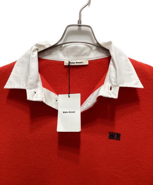WALES BONNER（ウェールズボナー）WALES BONNER (ウェールズボナー) WOOL YARN CYPHER POLO レッド サイズ:M 未使用品の古着・服飾アイテム