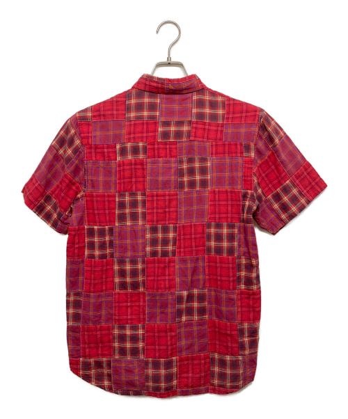 stussy（ステューシー）stussy (ステューシー) S/Sパッチワーク チェックシャツ レッド サイズ:Sの古着・服飾アイテム