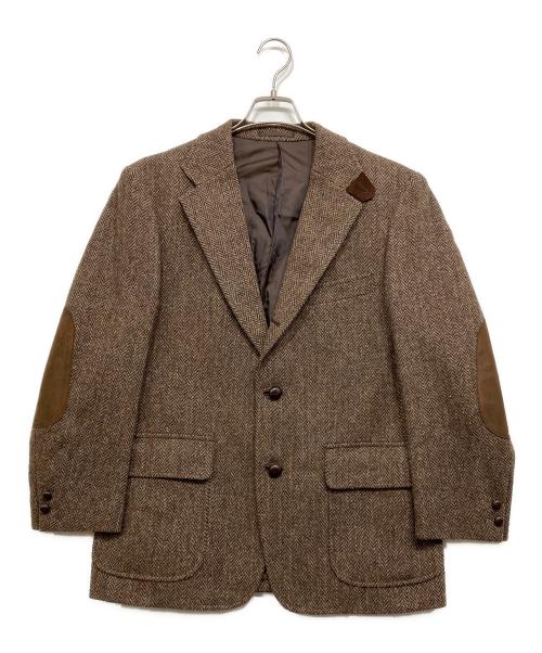 J.PRESS（ジェイプレス）J.PRESS (ジェイプレス) Harris Tweed (ハリスツイード) エルボーパッチ ツイードジャケット ブラウン サイズ:A4の古着・服飾アイテム