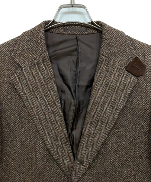 J.PRESS（ジェイプレス）J.PRESS (ジェイプレス) Harris Tweed (ハリスツイード) エルボーパッチ ツイードジャケット ブラウン サイズ:A4の古着・服飾アイテム