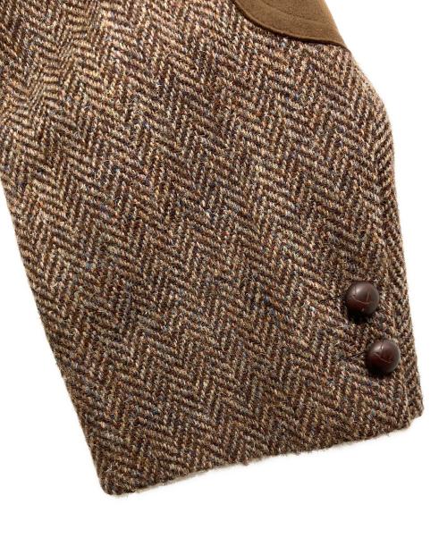 J.PRESS（ジェイプレス）J.PRESS (ジェイプレス) Harris Tweed (ハリスツイード) エルボーパッチ ツイードジャケット ブラウン サイズ:A4の古着・服飾アイテム