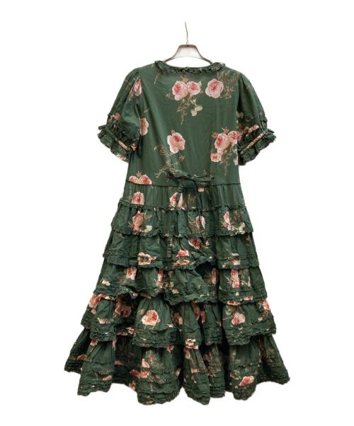 PINK HOUSE（ピンクハウス）PINK HOUSE (ピンクハウス) 薔薇柄ティアードワンピース グリーン サイズ:-の古着・服飾アイテム