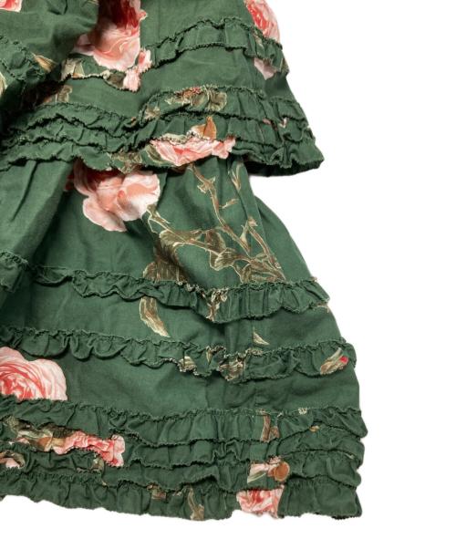 PINK HOUSE（ピンクハウス）PINK HOUSE (ピンクハウス) 薔薇柄ティアードワンピース グリーン サイズ:-の古着・服飾アイテム