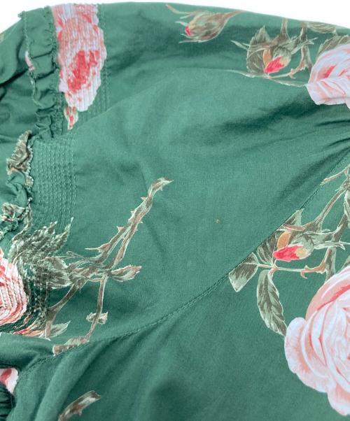 PINK HOUSE（ピンクハウス）PINK HOUSE (ピンクハウス) 薔薇柄ティアードワンピース グリーン サイズ:-の古着・服飾アイテム