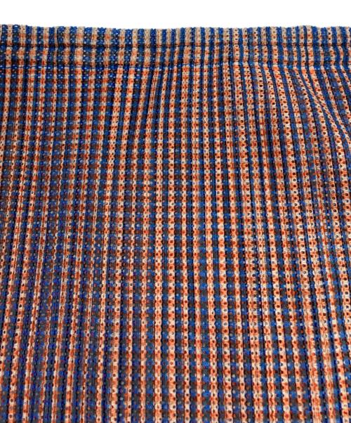 PLEATS PLEASE（プリーツプリーズ）PLEATS PLEASE (プリーツプリーズ) メッシュプリーツスカート ブルー×オレンジ サイズ:4の古着・服飾アイテム