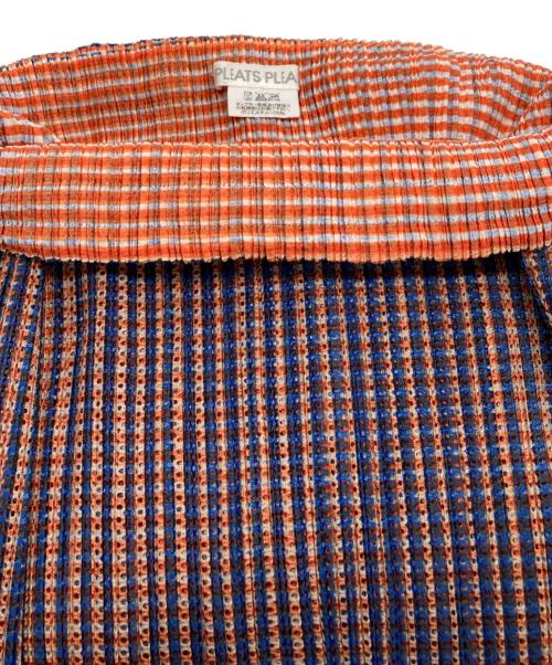PLEATS PLEASE（プリーツプリーズ）PLEATS PLEASE (プリーツプリーズ) メッシュプリーツスカート ブルー×オレンジ サイズ:4の古着・服飾アイテム