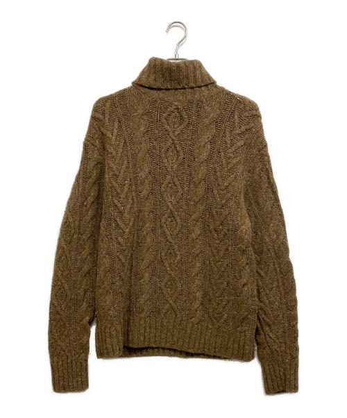 RRL（ダブルアールエル）RRL (ダブルアールエル) ウールブレンド タートルネックアランニットセーター ブラウン サイズ:Lの古着・服飾アイテム