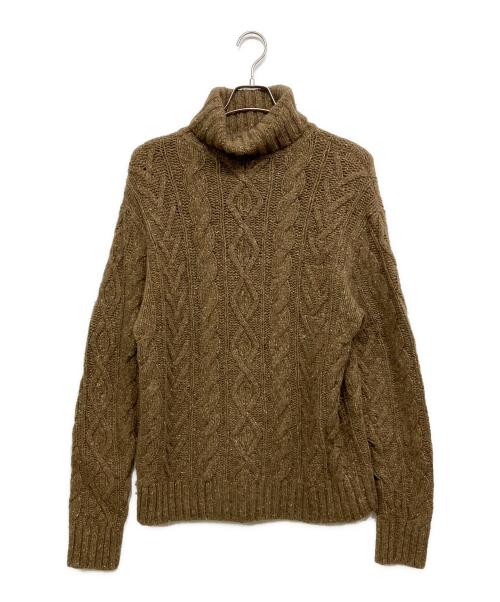 RRL（ダブルアールエル）RRL (ダブルアールエル) ウールブレンド タートルネックアランニットセーター ブラウン サイズ:Lの古着・服飾アイテム