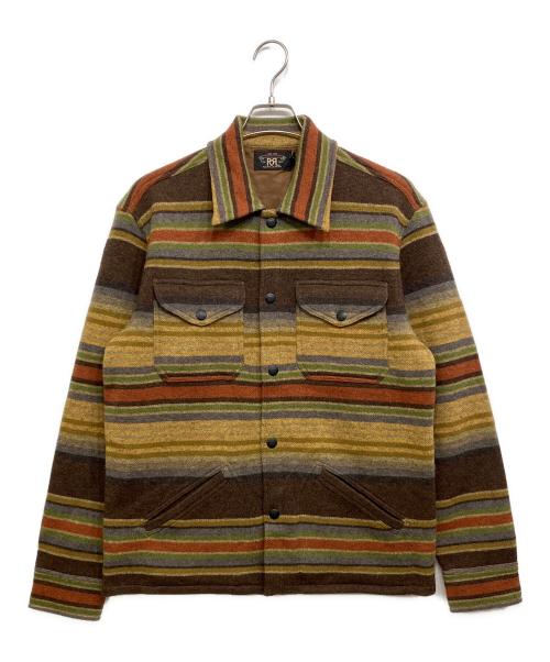 RRL（ダブルアールエル）RRL (ダブルアールエル) ストライプド ウール ワークシャツ ジャケット ブラウン サイズ:Mの古着・服飾アイテム