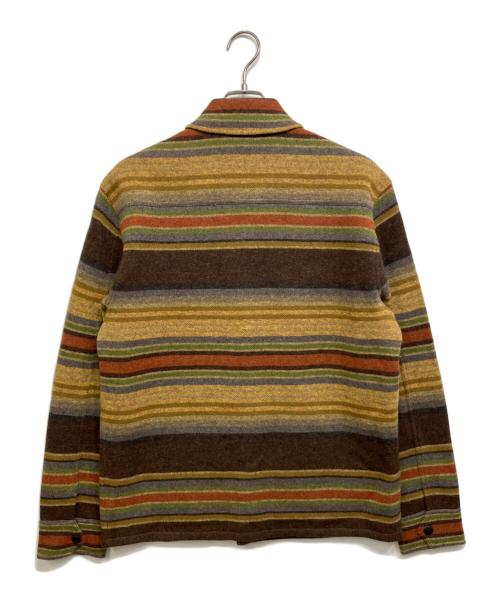RRL（ダブルアールエル）RRL (ダブルアールエル) ストライプド ウール ワークシャツ ジャケット ブラウン サイズ:Mの古着・服飾アイテム