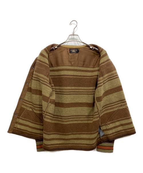 RRL（ダブルアールエル）RRL (ダブルアールエル) ストライプド ウール ワークシャツ ジャケット ブラウン サイズ:Mの古着・服飾アイテム