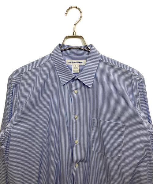 COMME des GARCONS SHIRT（コムデギャルソンシャツ）COMME des GARCONS SHIRT (コムデギャルソンシャツ) コットンストライプレギュラーカラーシャツ ブルー サイズ:Lの古着・服飾アイテム