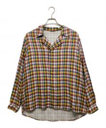 AURALEE（オーラリー）の古着「GIZA LIGHT WEIGHT DOUBLE-CLOTH P/O SHIRTS」｜グリーン×ピンク