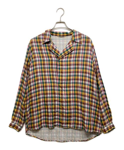 AURALEE（オーラリー）AURALEE (オーラリー) GIZA LIGHT WEIGHT DOUBLE-CLOTH P/O SHIRTS グリーン×ピンク サイズ:3の古着・服飾アイテム