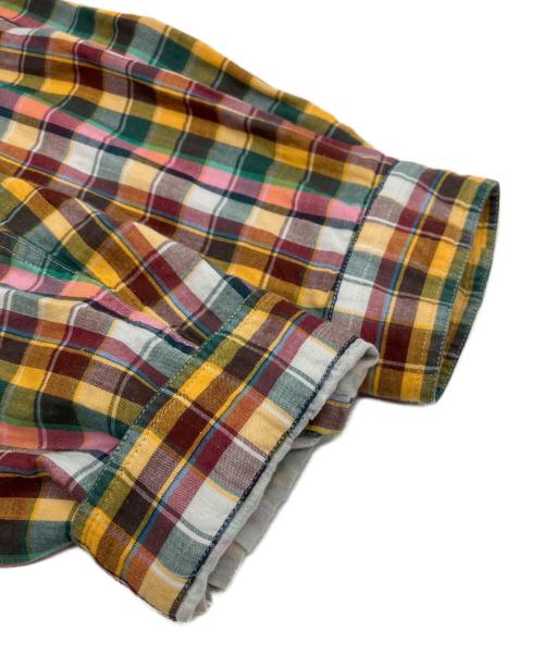 AURALEE（オーラリー）AURALEE (オーラリー) GIZA LIGHT WEIGHT DOUBLE-CLOTH P/O SHIRTS グリーン×ピンク サイズ:3の古着・服飾アイテム