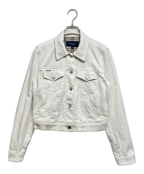 BURBERRY LONDON（バーバリーロンドン）BURBERRY LONDON (バーバリーロンドン) 裏ノバチェック デニムジャケット ホワイト サイズ:UK10の古着・服飾アイテム