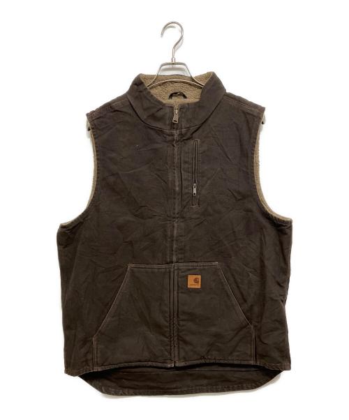 CarHartt（カーハート）CarHartt (カーハート) ボアライナー ダックフルジップベスト ブラウン サイズ:Lの古着・服飾アイテム