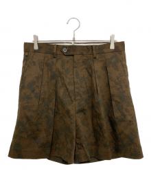 KYOU（キョウ）の古着「"PARK" Flower Printed 2-Tuck Shorts BROWN」｜ブラウン
