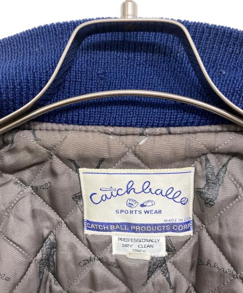 CATCH BALL（キャッチボール）CATCH BALL (キャッチボール) 袖レザーウールスタジャン ブルー サイズ:38の古着・服飾アイテム