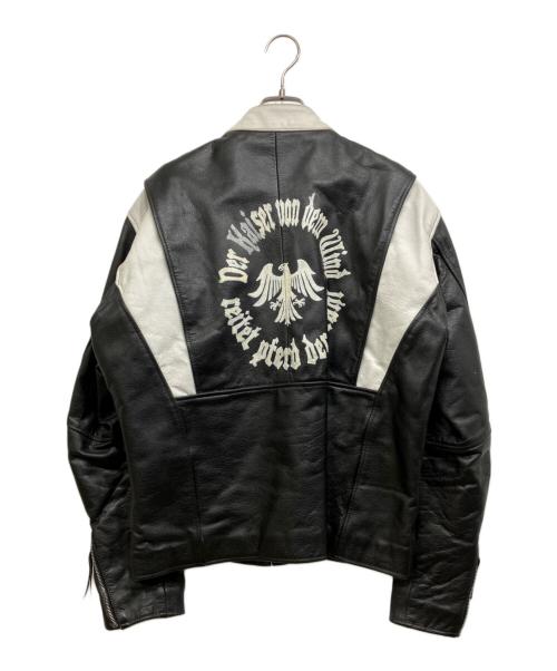 Freeclom（フリークロム）Freeclom (フリークロム) シングルライダースジャケット ブラック×ホワイト サイズ:44の古着・服飾アイテム