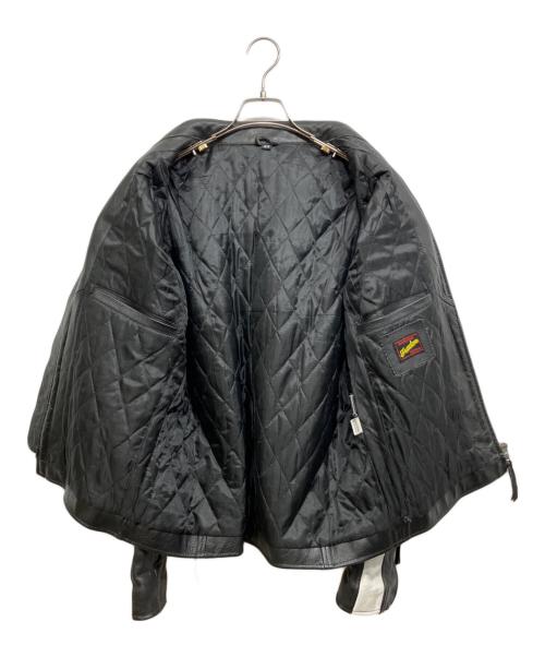 Freeclom（フリークロム）Freeclom (フリークロム) シングルライダースジャケット ブラック×ホワイト サイズ:44の古着・服飾アイテム