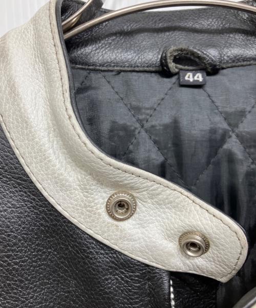 Freeclom（フリークロム）Freeclom (フリークロム) シングルライダースジャケット ブラック×ホワイト サイズ:44の古着・服飾アイテム