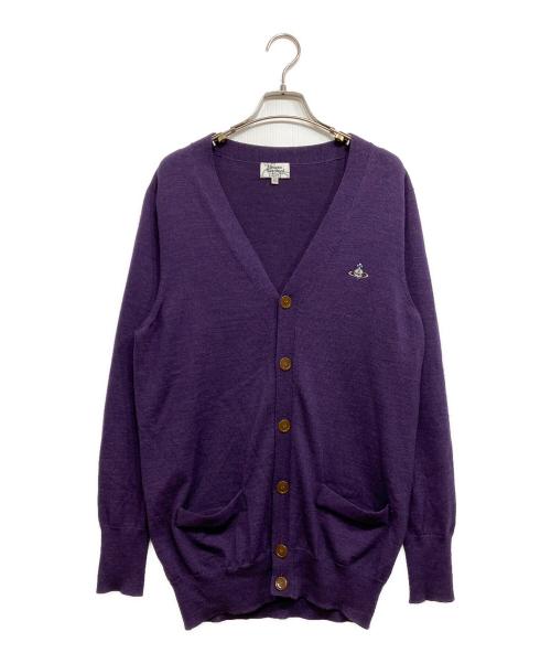 Vivienne Westwood man（ヴィヴィアン ウェストウッド マン）Vivienne Westwood man (ヴィヴィアン ウェストウッド マン) オーブ刺繍ウールカーディガン パープル サイズ:46の古着・服飾アイテム