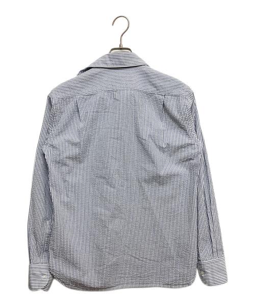 ORIAN vintage（オリアンヴィンテージ）ORIAN vintage (オリアンヴィンテージ) ストライプ コットンシアサッカー カプリシャツ ホワイト×ネイビー サイズ:Sの古着・服飾アイテム