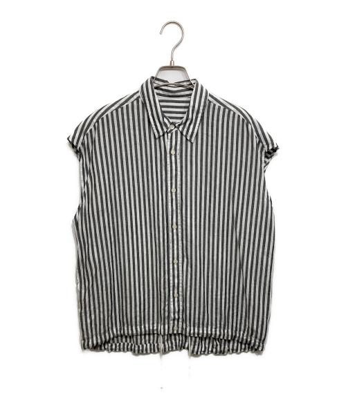 Spick and Span（スピック＆スパン）Spick and Span (スピック＆スパン) リネンブレンドフレンチヘムギャザーシャツ グレー×ホワイト サイズ:Freeの古着・服飾アイテム