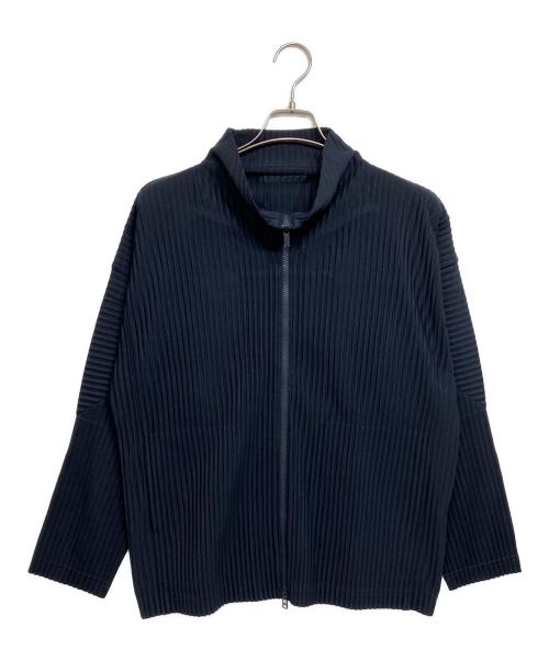 HOMME PLISSE ISSEY MIYAKE（オム プリッセ イッセイ ミヤケ）HOMME PLISSE ISSEY MIYAKE (オム プリッセ イッセイ ミヤケ) BASICS ジップアッププリーツブルゾン ネイビー サイズ:2の古着・服飾アイテム