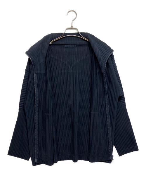 HOMME PLISSE ISSEY MIYAKE（オム プリッセ イッセイ ミヤケ）HOMME PLISSE ISSEY MIYAKE (オム プリッセ イッセイ ミヤケ) BASICS ジップアッププリーツブルゾン ネイビー サイズ:2の古着・服飾アイテム