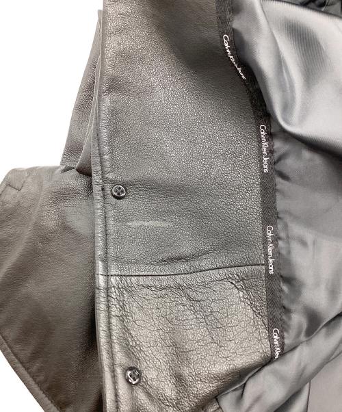 Calvin Klein Jeans（カルバンクラインジーンズ）Calvin Klein Jeans (カルバンクラインジーンズ) レザーテーラードジャケット ブラック サイズ:XLの古着・服飾アイテム