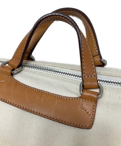 Daniel&Bob（ダニエル＆ボブ）Daniel&Bob (ダニエル＆ボブ) ペルセオ キャンパス×レザー切替2WAYトートバック ベージュの古着・服飾アイテム