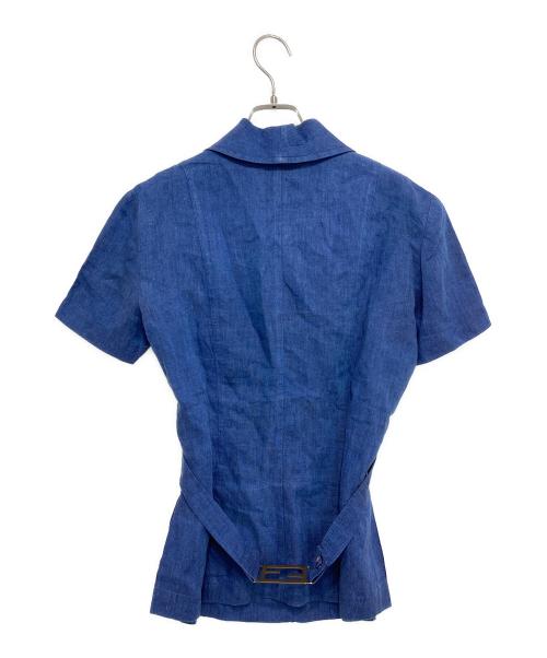 FENDI（フェンディ）FENDI (フェンディ) リネン スカートセットアップ ブルー サイズ:シャツ：F40　スカート：F38の古着・服飾アイテム