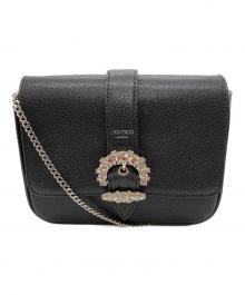 JIMMY CHOO（ジミーチュウ）の古着「Cheri ビジュー チェーンショルダーバッグ」｜ブラック