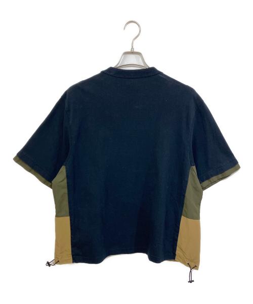 sacai（サカイ）sacai (サカイ) スポーツミックス ナイロン切替Tシャツ ネイビー サイズ:1の古着・服飾アイテム