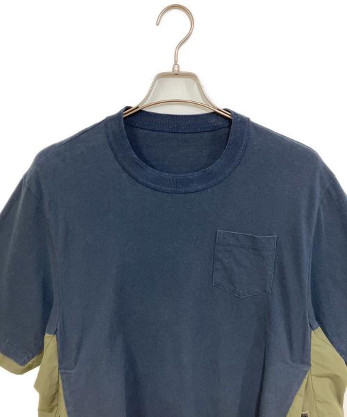 sacai（サカイ）sacai (サカイ) スポーツミックス ナイロン切替Tシャツ ネイビー サイズ:1の古着・服飾アイテム
